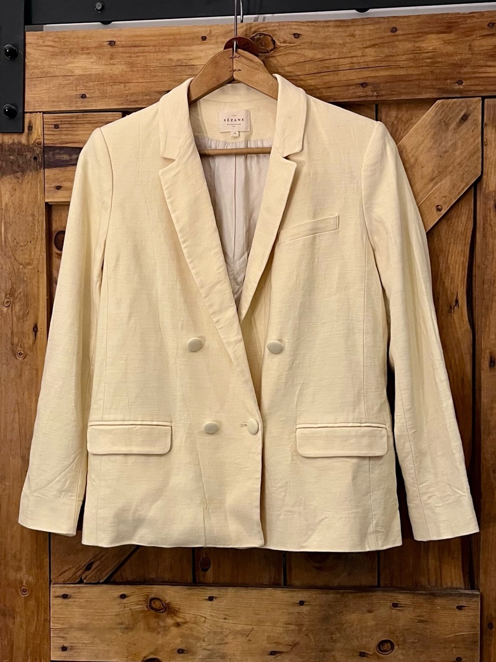 Sézane Cream Double-Breasted Blazer Size 40